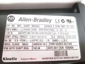 Allen Bradley MPL-A320P-MK22AA Servo Motor Bulletin MPL LL - Yuguan