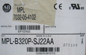 Allen Bradley MPL-B320P-SJ22AA Servo Motor Bulletin MPL LL - Yuguan